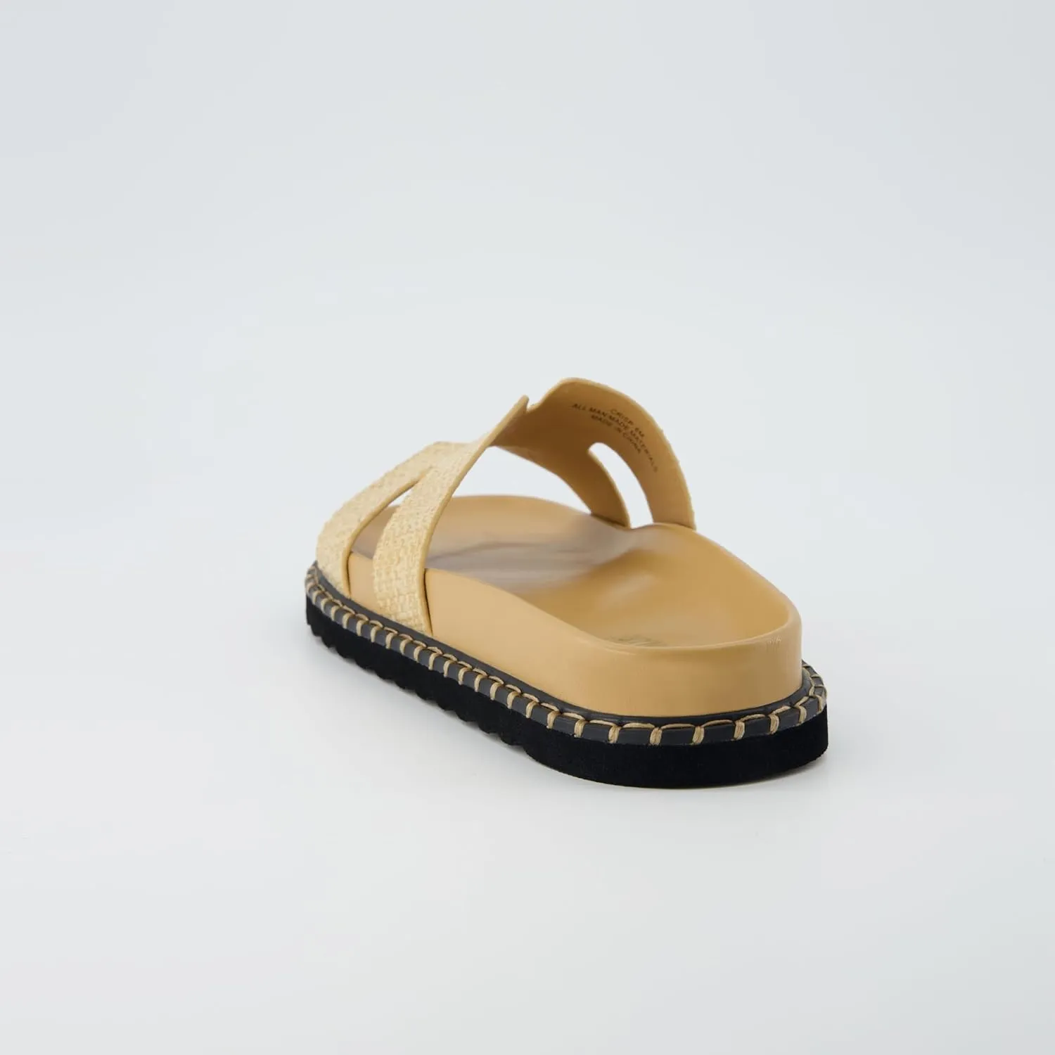 CUSHIONAIRE Crisp Women??s Slide Sandal ?C Faux Leather Cutout Slip-On with Artisan Stitching & Memory Foam, Wide Widths Available