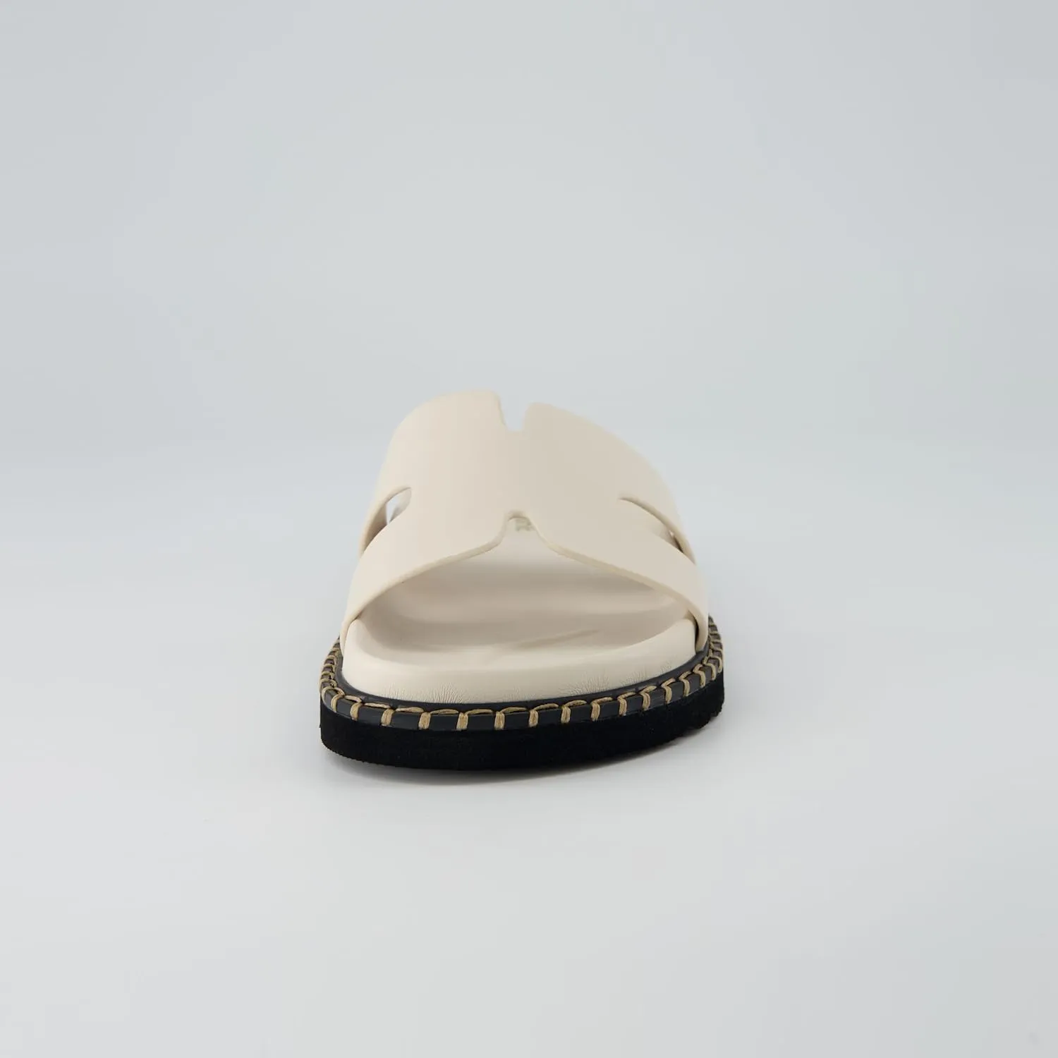 CUSHIONAIRE Crisp Women??s Slide Sandal ?C Faux Leather Cutout Slip-On with Artisan Stitching & Memory Foam, Wide Widths Available