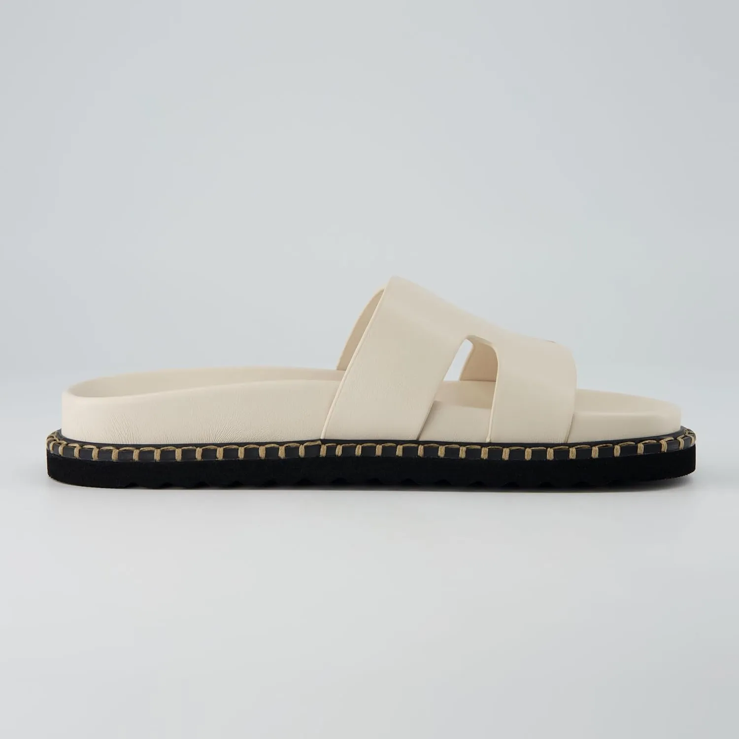 CUSHIONAIRE Crisp Women??s Slide Sandal ?C Faux Leather Cutout Slip-On with Artisan Stitching & Memory Foam, Wide Widths Available