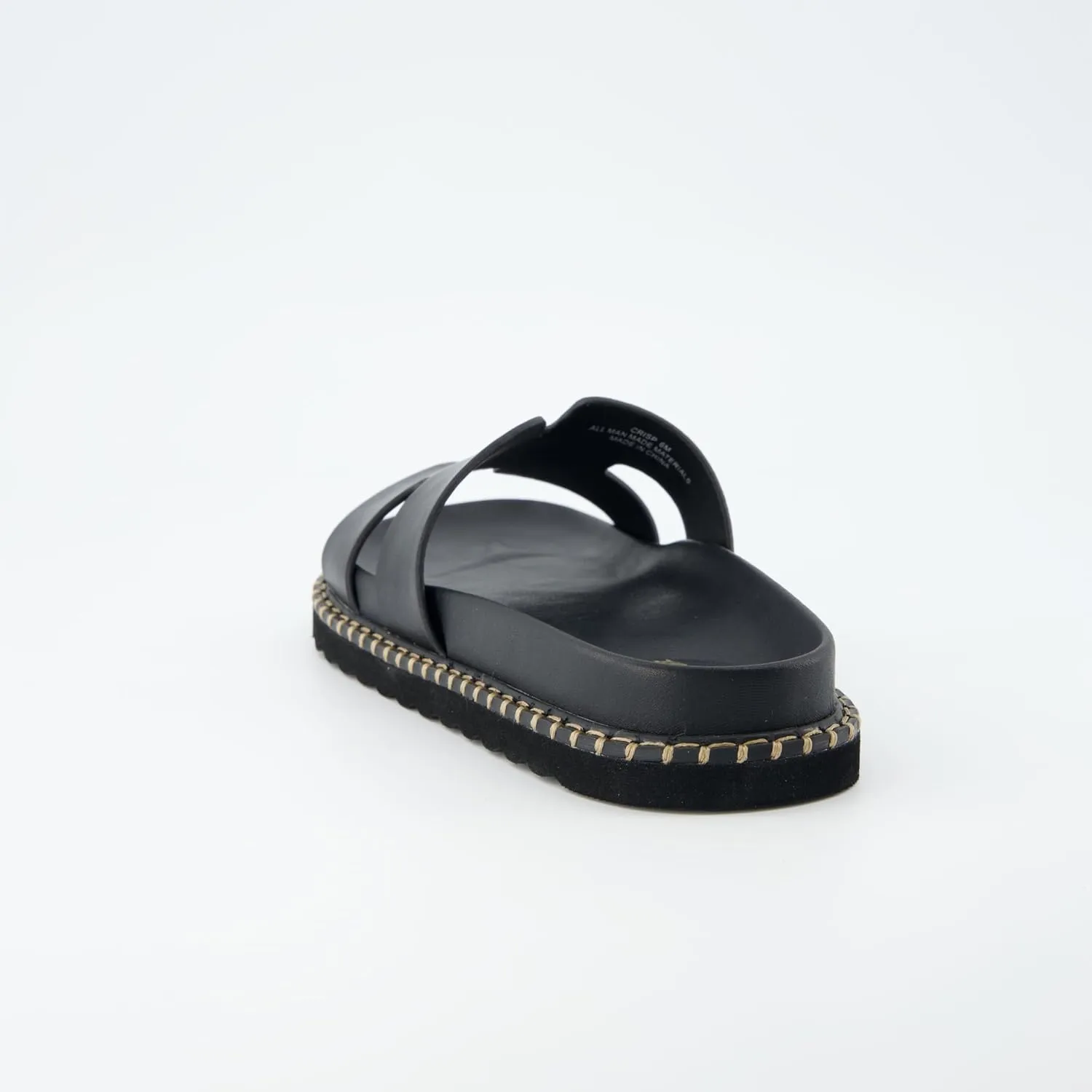 CUSHIONAIRE Crisp Women??s Slide Sandal ?C Faux Leather Cutout Slip-On with Artisan Stitching & Memory Foam, Wide Widths Available