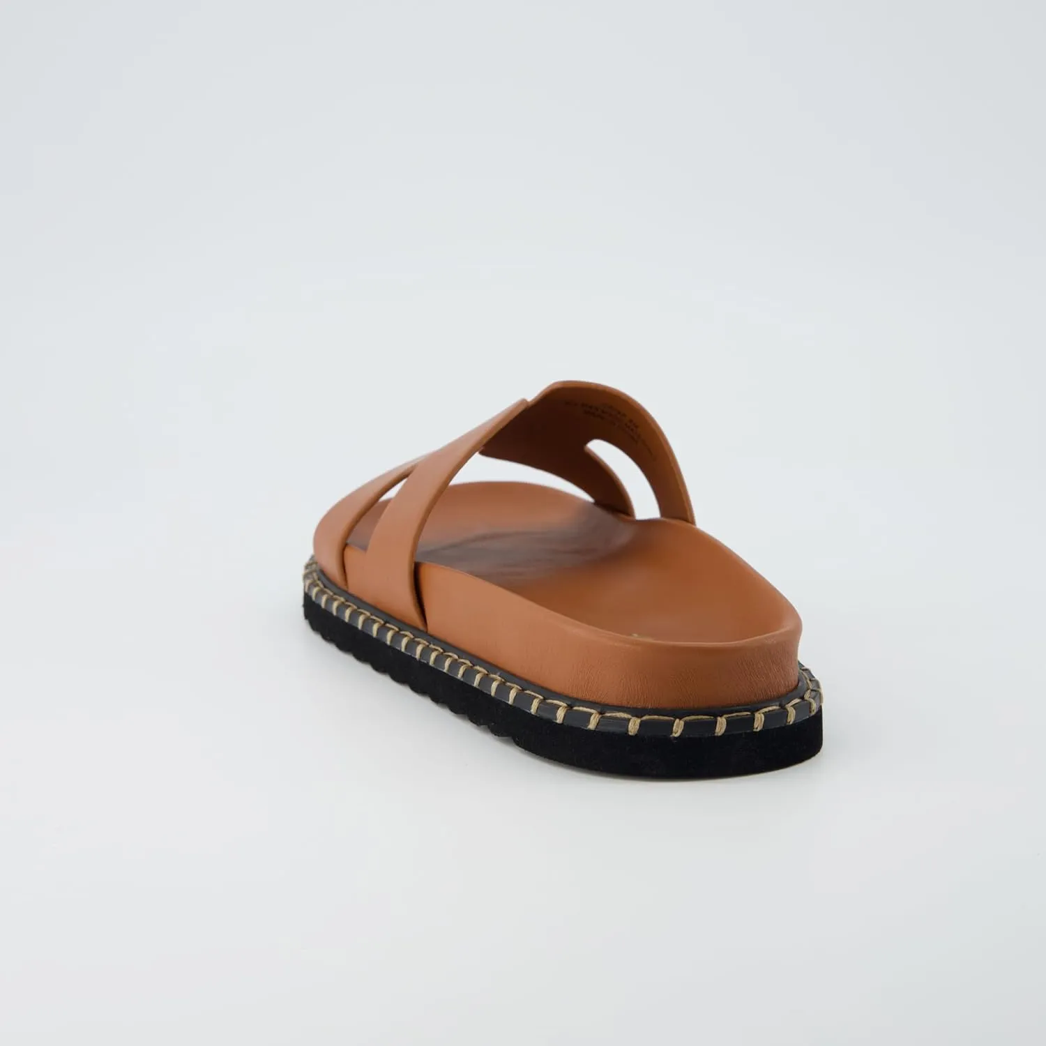 CUSHIONAIRE Crisp Women??s Slide Sandal ?C Faux Leather Cutout Slip-On with Artisan Stitching & Memory Foam, Wide Widths Available