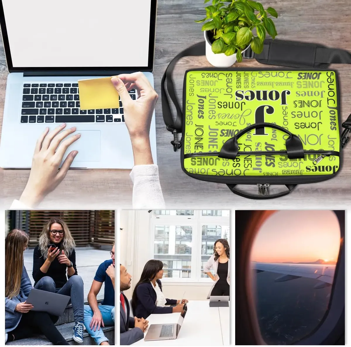 Custom Laptop Bag for Women Men Personalized Name 13 14 15.6 inch Laptop Messenger Shoulder Bags