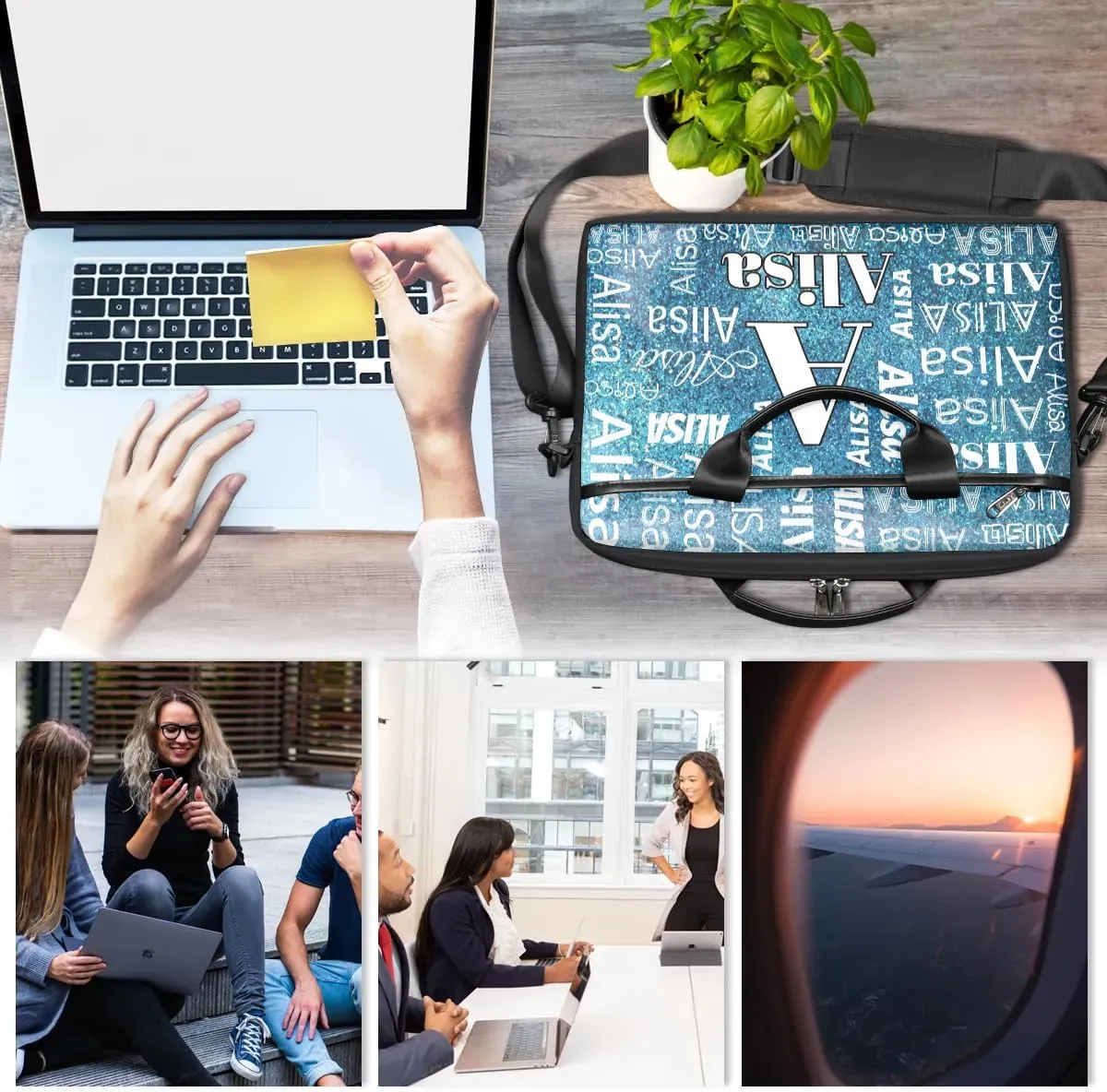 Custom Laptop Bag for Women Men Personalized Name 13 14 15.6 inch Laptop Messenger Shoulder Bags