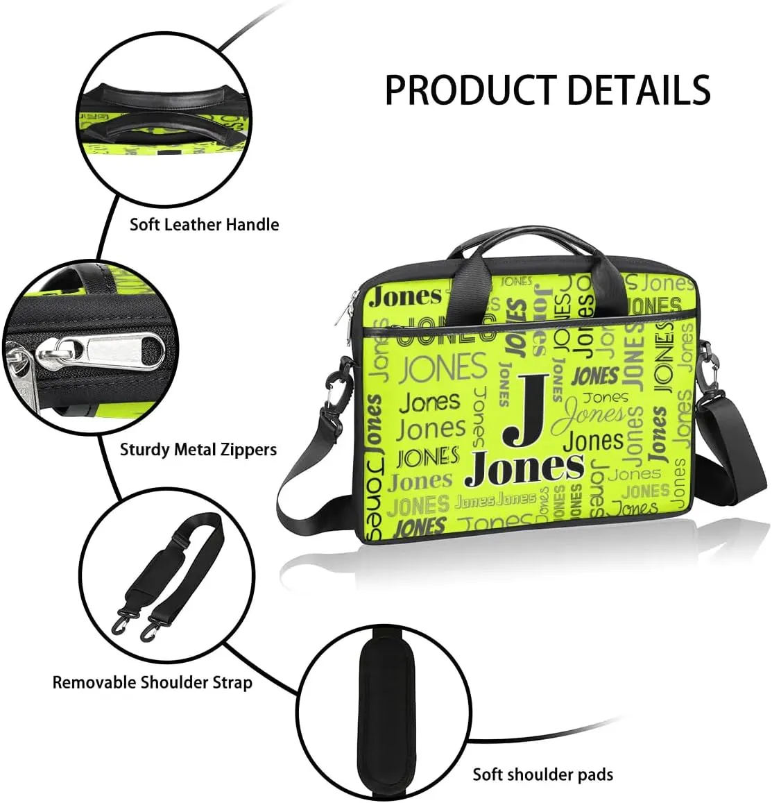 Custom Laptop Bag for Women Men Personalized Name 13 14 15.6 inch Laptop Messenger Shoulder Bags