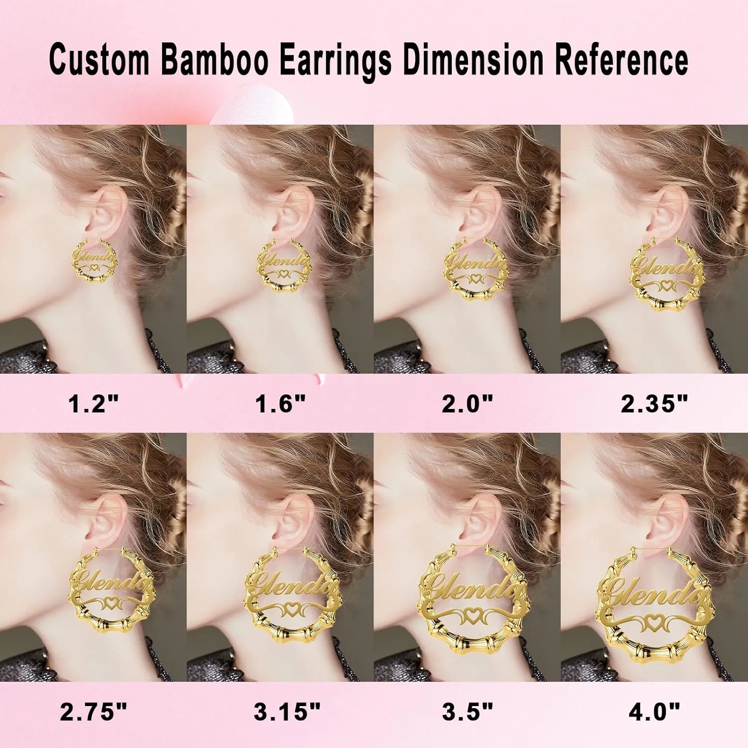 Custom Name Earrings Personalized Bamboo Hoop Earrings 18K Gold Plated Customize Earrings for Women Girls Hip-Hop Fashion Jewelry Gift