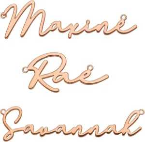 Custom Nameplate Necklace in Sterling Silver, Gold or Rose Gold  Personalized Script Font, Up to 9 Letters, Made to Order, 16-20" Chain Options (14k Rose Gold, 18 Inches)