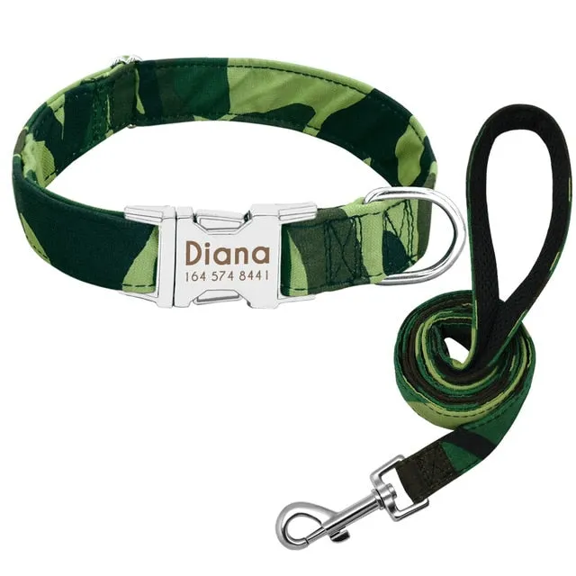 Custom Nylon Tag Collar for  Cat, Puppy and Dog. Leash Personalized. Pet Nameplate ID Collars Adjustable