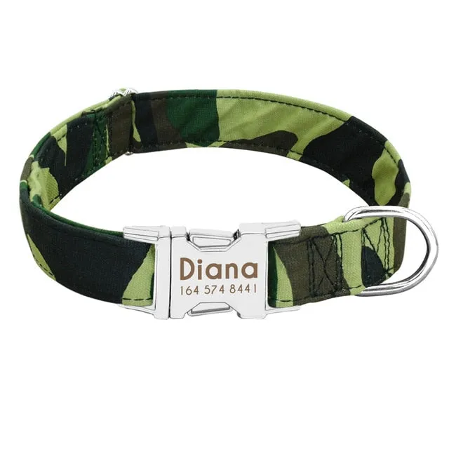 Custom Nylon Tag Collar for  Cat, Puppy and Dog. Leash Personalized. Pet Nameplate ID Collars Adjustable