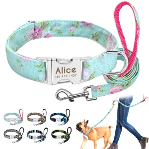 Custom Nylon Tag Collar for  Cat, Puppy and Dog. Leash Personalized. Pet Nameplate ID Collars Adjustable