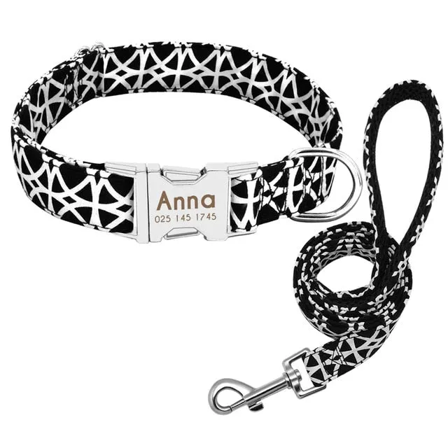 Custom Nylon Tag Collar for  Cat, Puppy and Dog. Leash Personalized. Pet Nameplate ID Collars Adjustable