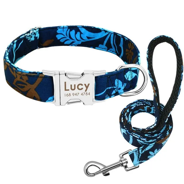 Custom Nylon Tag Collar for  Cat, Puppy and Dog. Leash Personalized. Pet Nameplate ID Collars Adjustable
