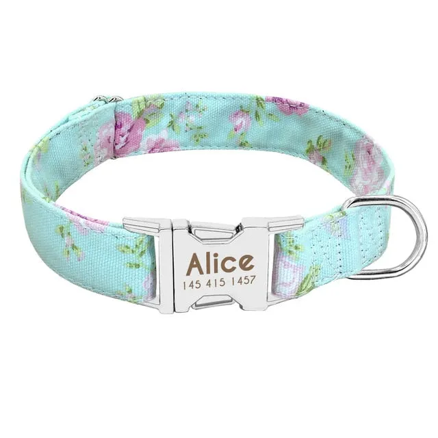 Custom Nylon Tag Collar for  Cat, Puppy and Dog. Leash Personalized. Pet Nameplate ID Collars Adjustable
