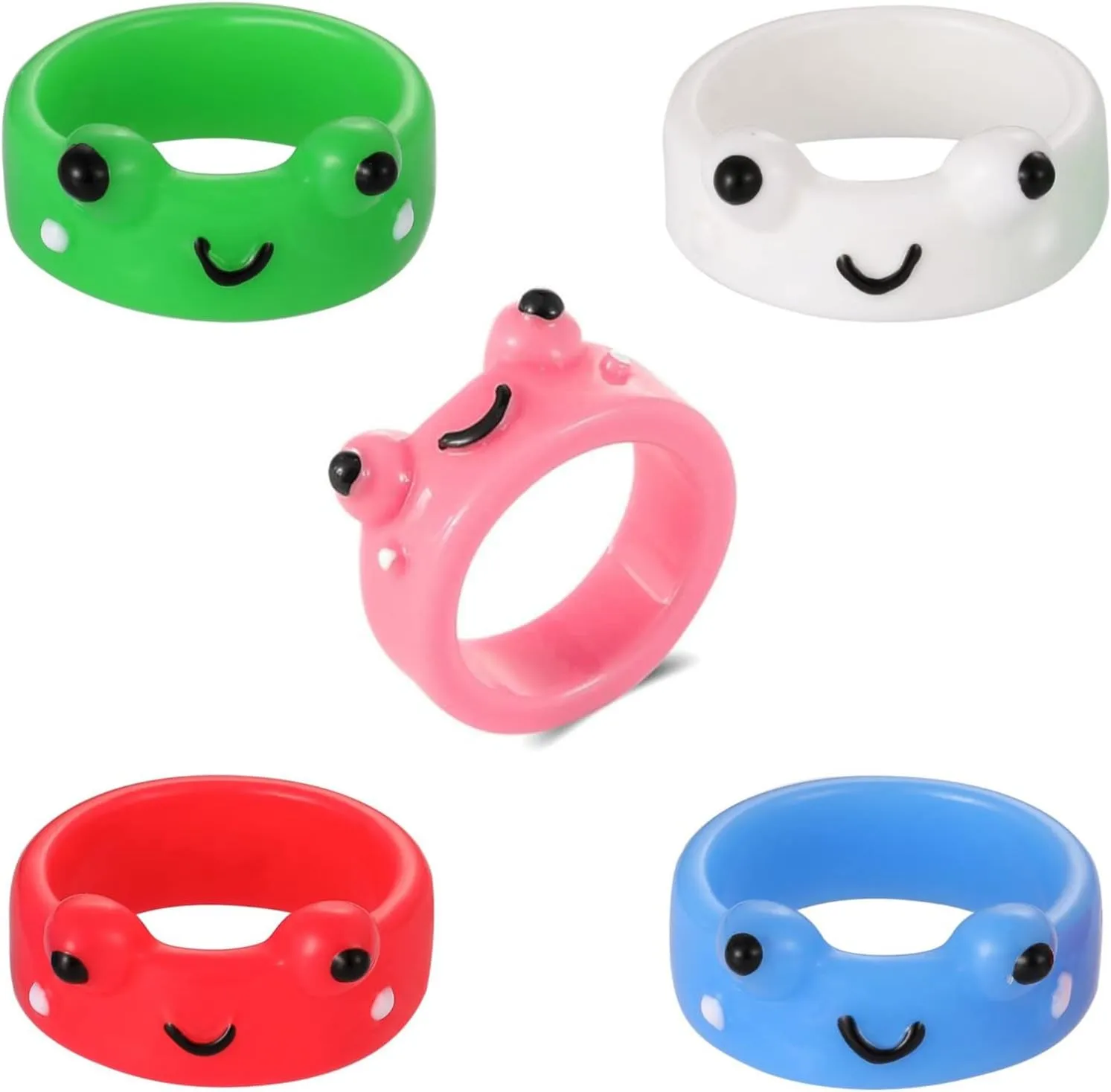 Cute Frog Chick Resin Acrylic Ring Cartoon Geometric Irregular Animal Stackable Finger Ring for Women Simple Animal Aesthetic Friendship Jewelry
