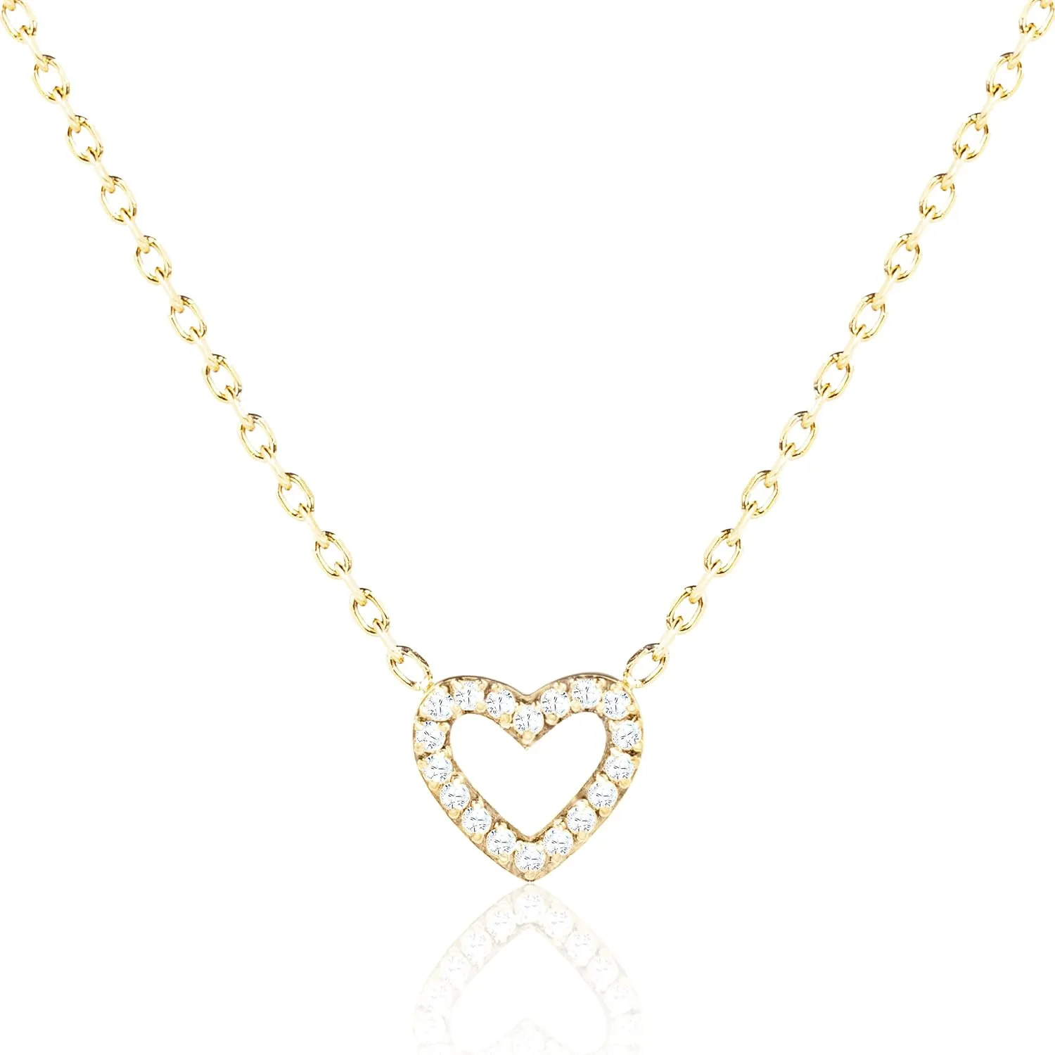 Cute Heart Necklaces for Women | 14k Gold & Silver Plated Tiny Heart Womens Necklaces with Bracelet | Small Love Waterproof Dainty Necklace for Women