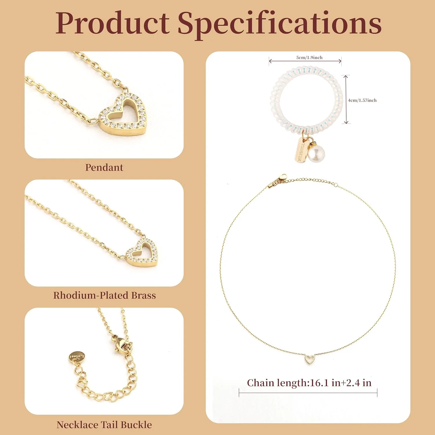 Cute Heart Necklaces for Women | 14k Gold & Silver Plated Tiny Heart Womens Necklaces with Bracelet | Small Love Waterproof Dainty Necklace for Women