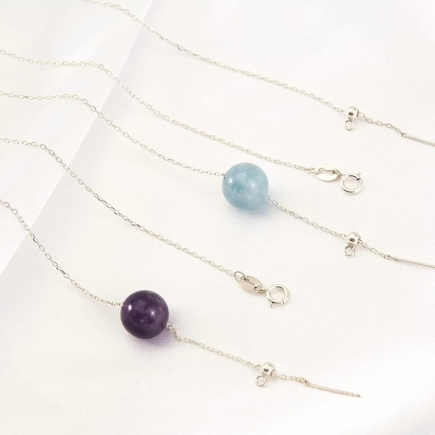 Dainty White Selenite Crystal Pendant 925 Sterling Silver Necklace and Healing Chakra Real Crystal Stone April Birthstone Handmade Choker Necklace Jewelry Gift for Women Young Lady 1 Bead