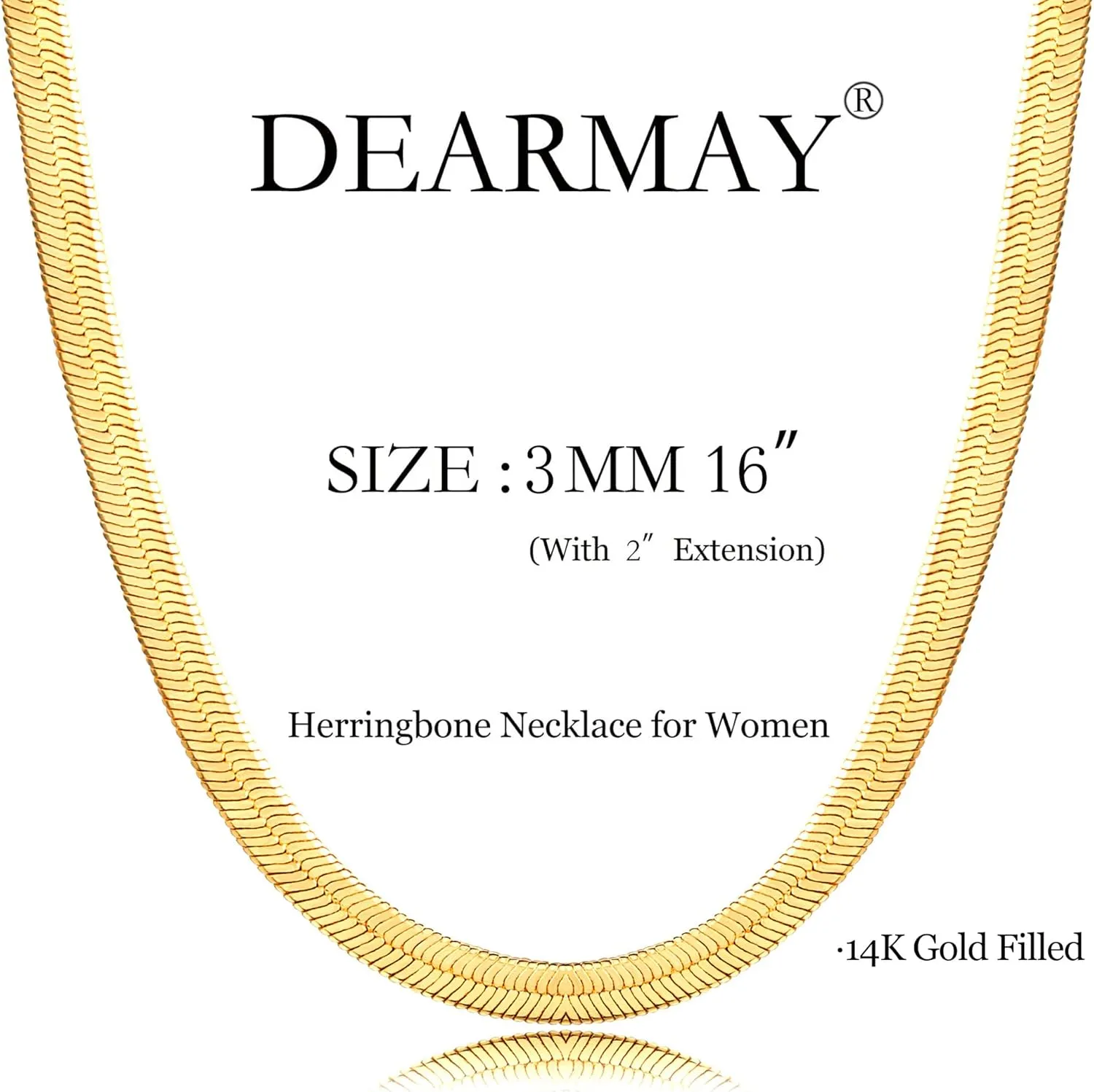 DEARMAY 14K Gold Necklaces for Women, Dainty Gold Herringbone Choker Necklace for Women Thin Layered Chunky Snake Chain Necklaces Jewelry for Teen Gifts