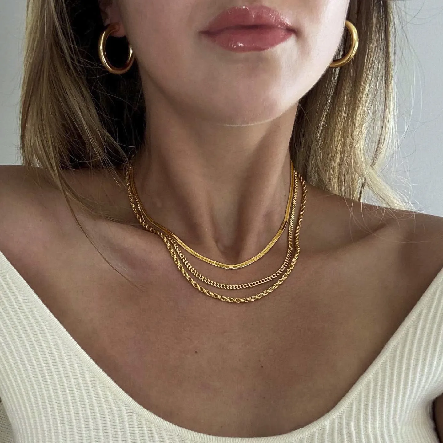 DEARMAY 14K Gold Necklaces for Women, Dainty Gold Herringbone Choker Necklace for Women Thin Layered Chunky Snake Chain Necklaces Jewelry for Teen Gifts