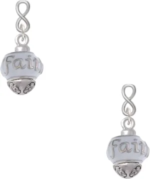 Delight Jewelry Silvertone Message on White Spinners Silvertone Infinity Post Earrings