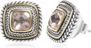 Designer Inspired Two Toned Cable Cubic Zirconia Earrings Studs for Women Trendy Gift