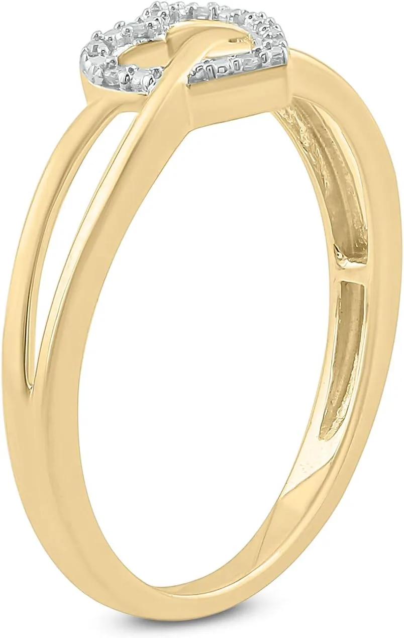 Diamond Heart Rings for Women in 925 Sterling Silver | Yellow & Rose Gold Vermeil Plated Silver | Infinity Heart Jewelry | Criss-cross Ring | Women's Fashion Jewelry | Gold accessories for Her