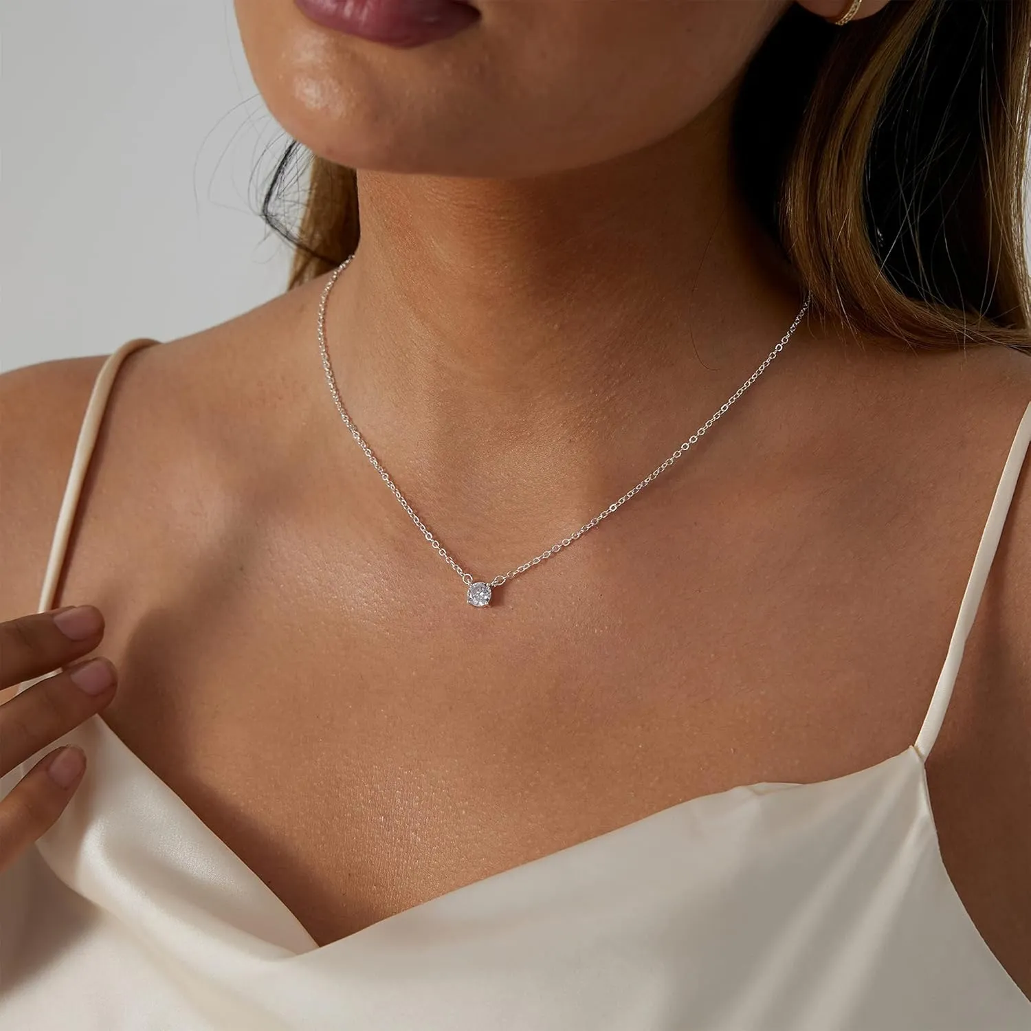 Diamond Necklaces for Women Dainty Leaf Necklace 14k Gold Plated Layered CZ Moon Necklace Simple Diamond Choker Necklaces for Women Trendy Jewelry Gifts