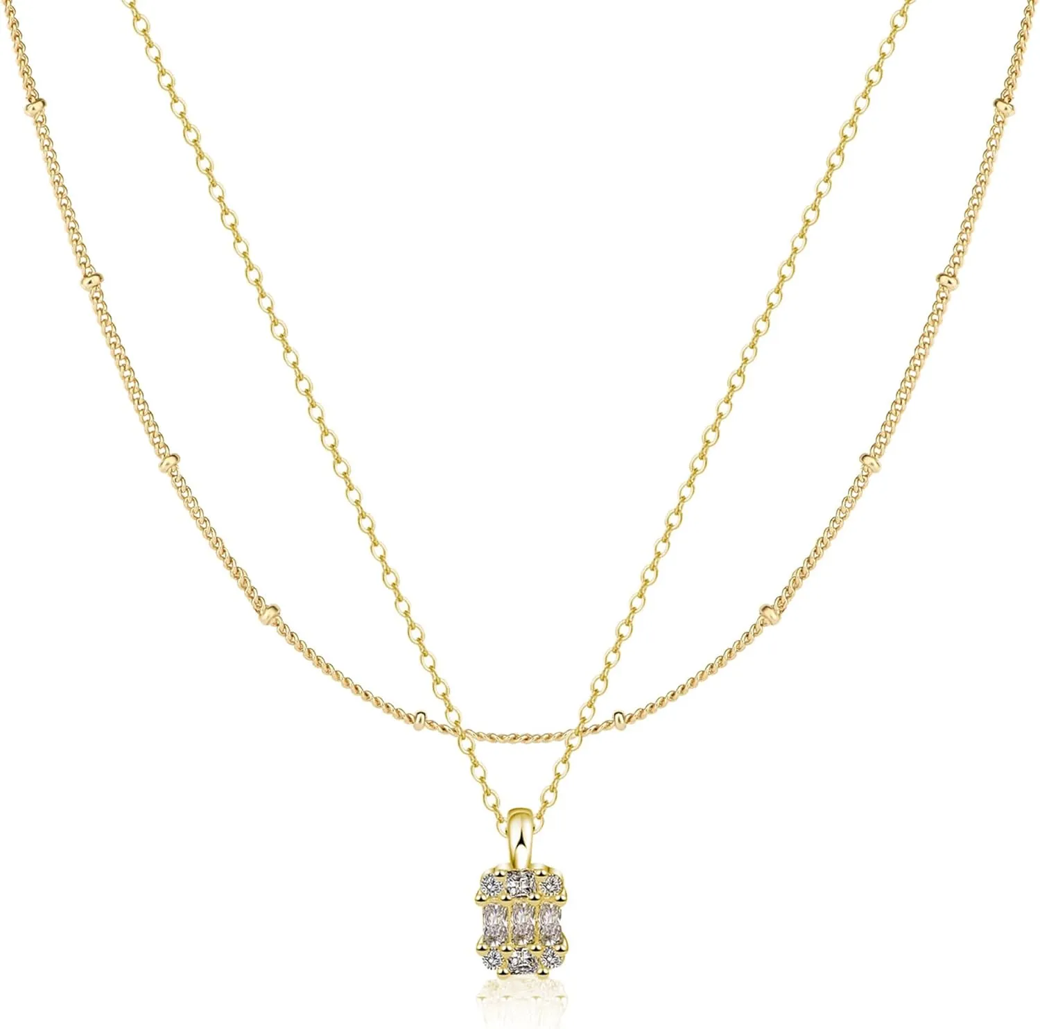 Diamond Necklaces for Women Dainty Leaf Necklace 14k Gold Plated Layered CZ Moon Necklace Simple Diamond Choker Necklaces for Women Trendy Jewelry Gifts