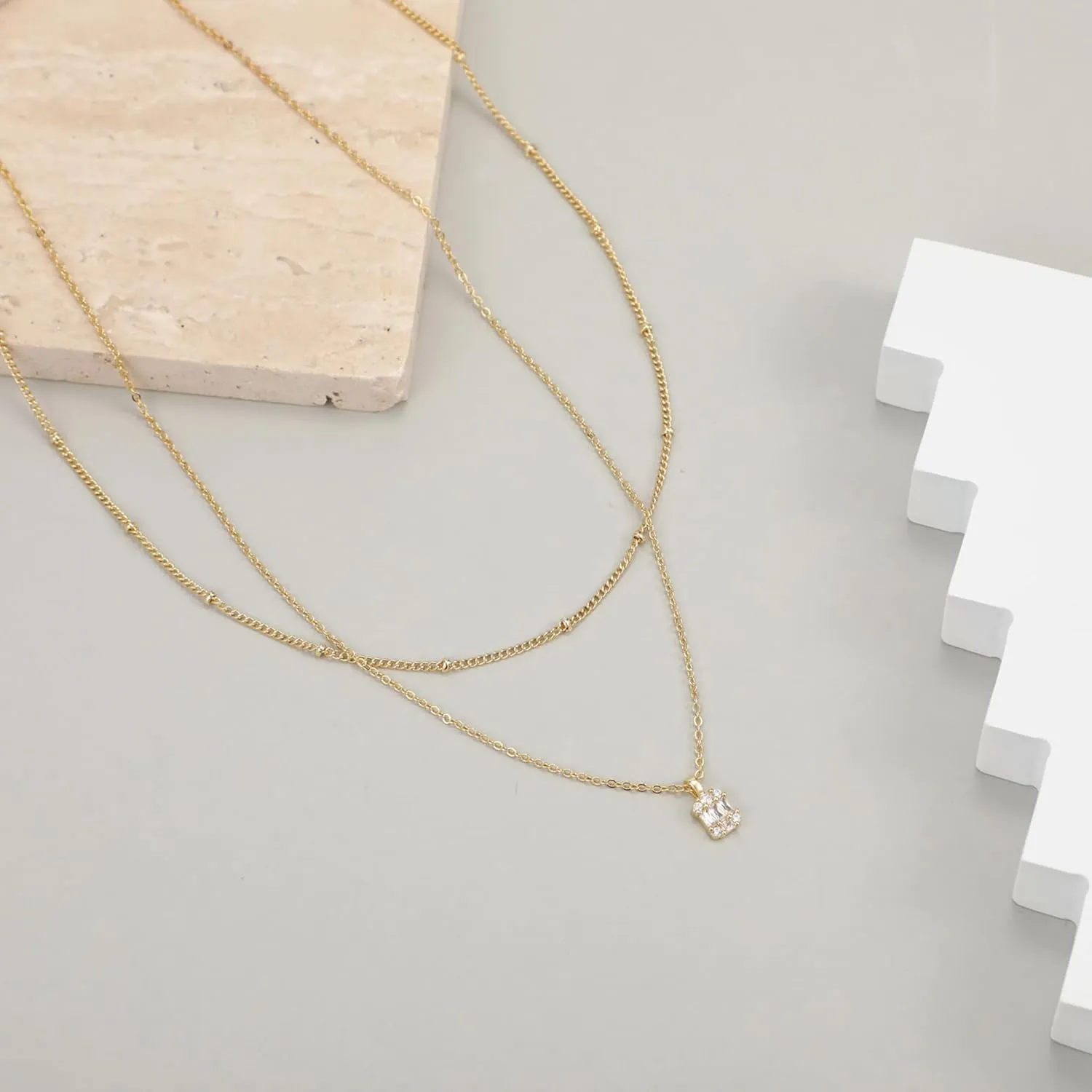 Diamond Necklaces for Women Dainty Leaf Necklace 14k Gold Plated Layered CZ Moon Necklace Simple Diamond Choker Necklaces for Women Trendy Jewelry Gifts