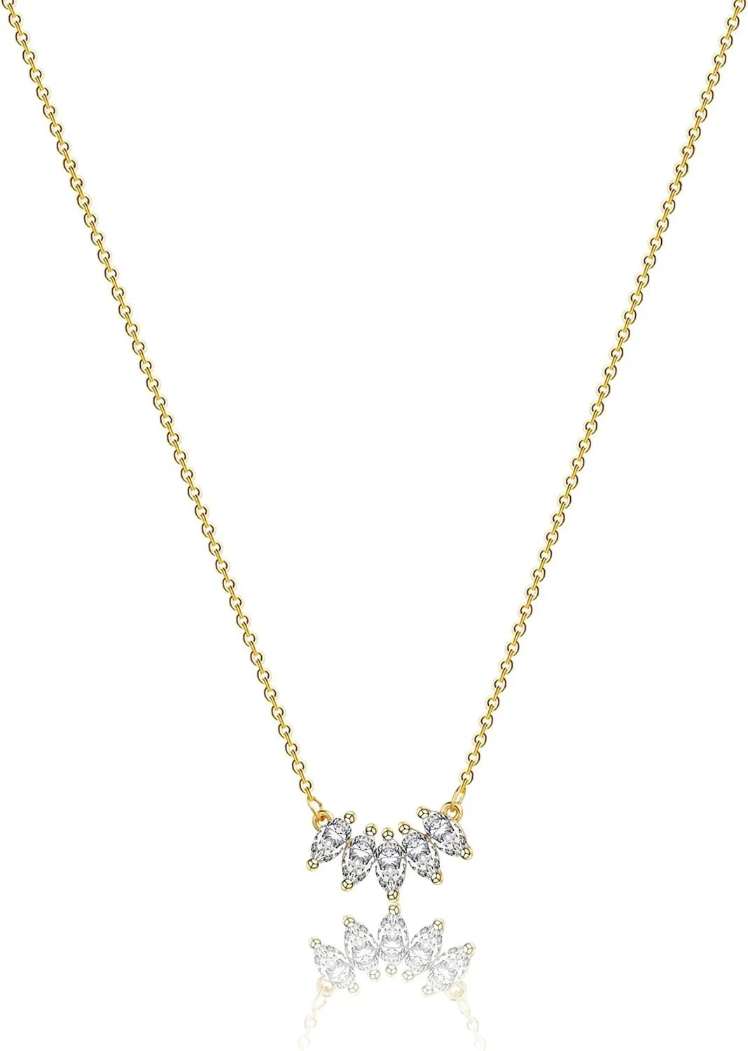 Diamond Necklaces for Women Dainty Leaf Necklace 14k Gold Plated Layered CZ Moon Necklace Simple Diamond Choker Necklaces for Women Trendy Jewelry Gifts