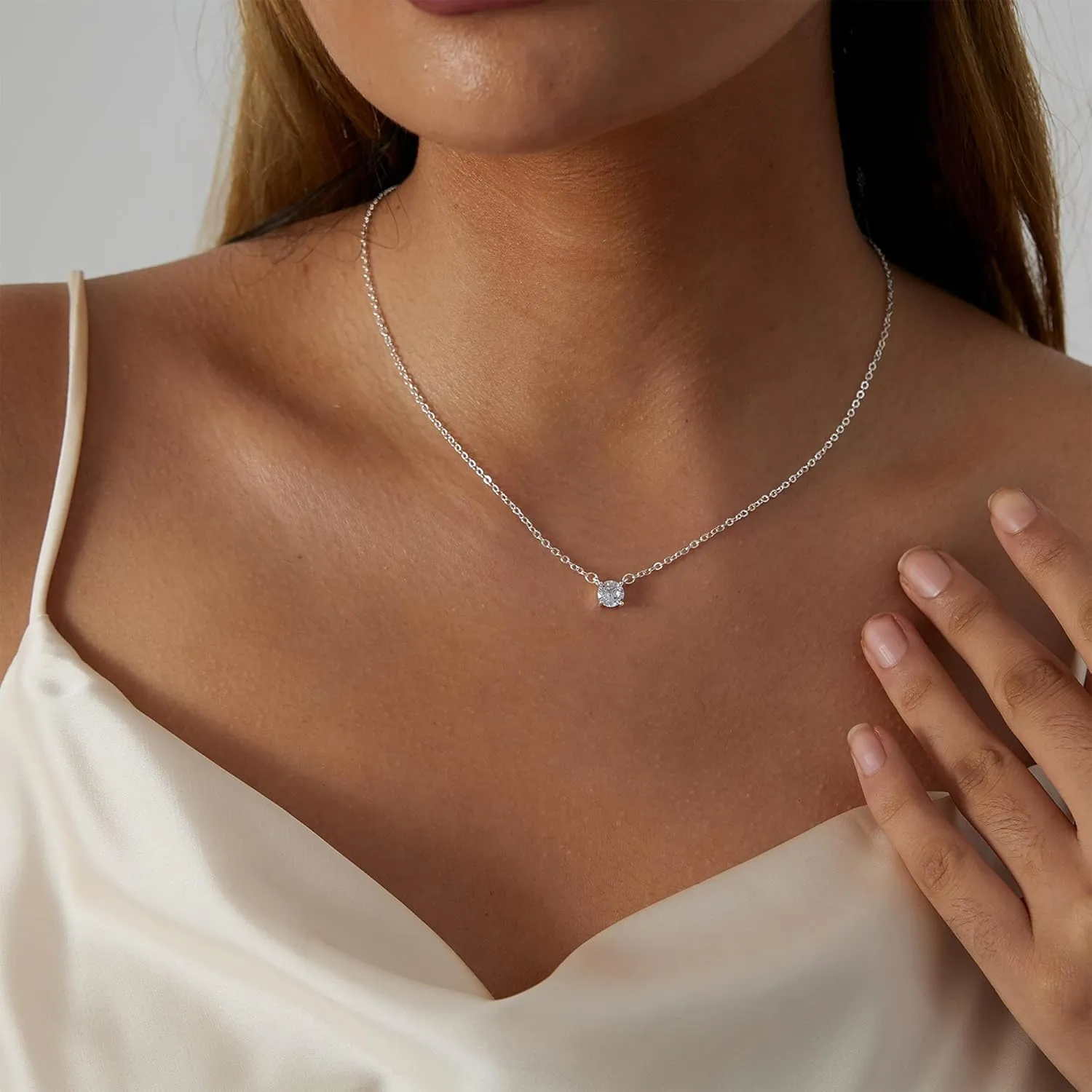 Diamond Necklaces for Women Dainty Leaf Necklace 14k Gold Plated Layered CZ Moon Necklace Simple Diamond Choker Necklaces for Women Trendy Jewelry Gifts