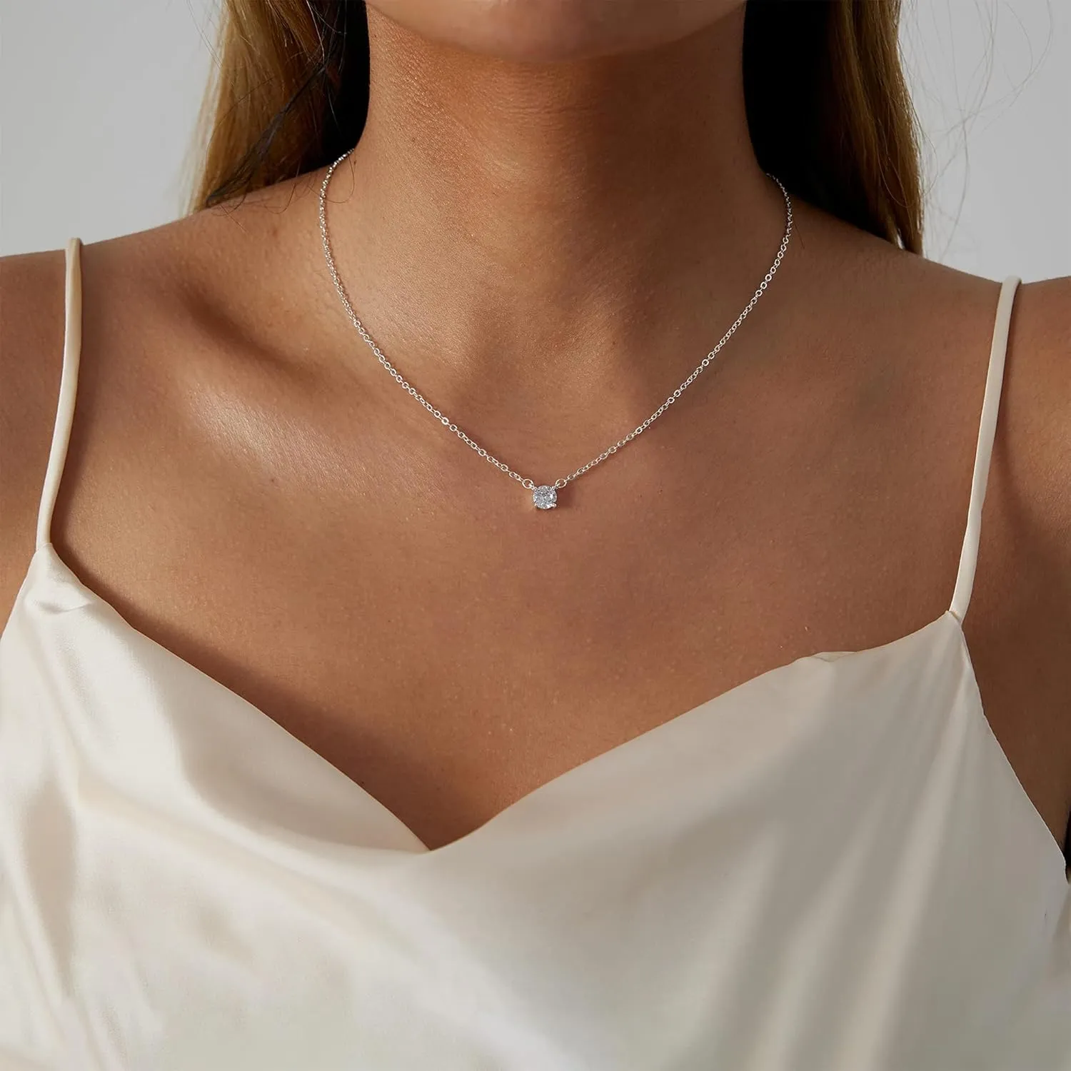 Diamond Necklaces for Women Dainty Leaf Necklace 14k Gold Plated Layered CZ Moon Necklace Simple Diamond Choker Necklaces for Women Trendy Jewelry Gifts