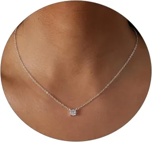 Diamond Necklaces for Women Dainty Leaf Necklace 14k Gold Plated Layered CZ Moon Necklace Simple Diamond Choker Necklaces for Women Trendy Jewelry Gifts