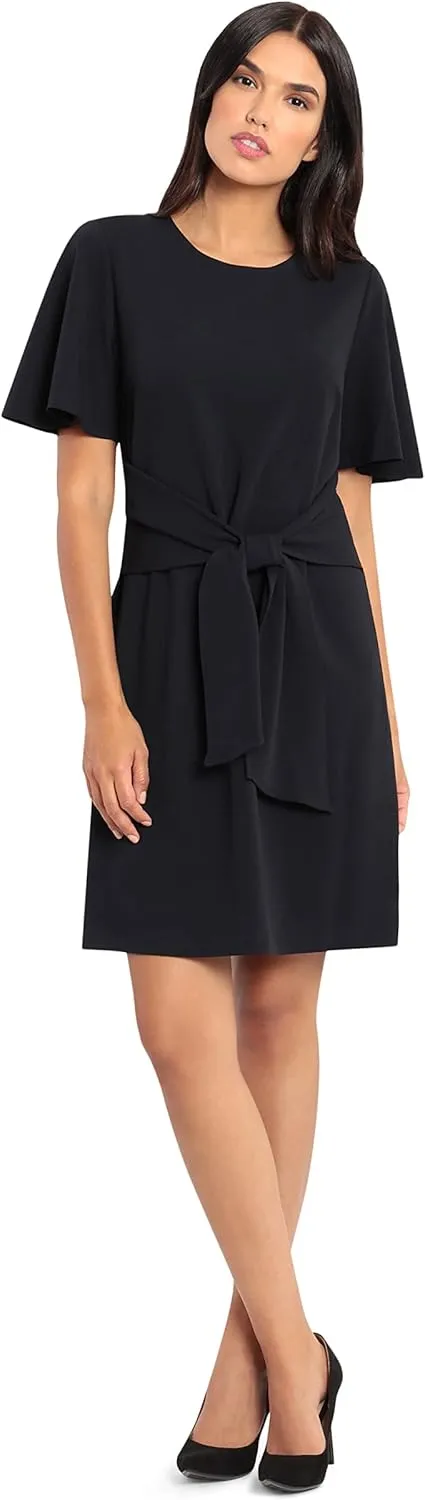 Donna Morgan Women's Tie Front Crepe Dress