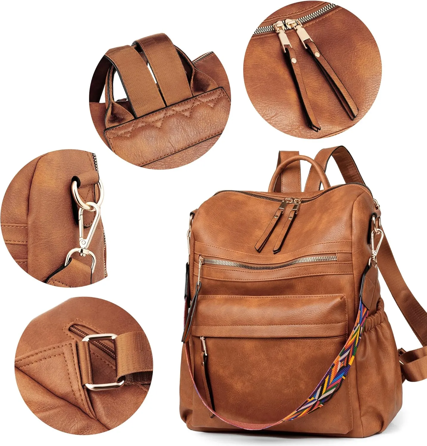 Dora & Liz Womens Backpack Purse Leather Fashion Travel Backpack Purse for Women Designer Ladies Shoulder Bags