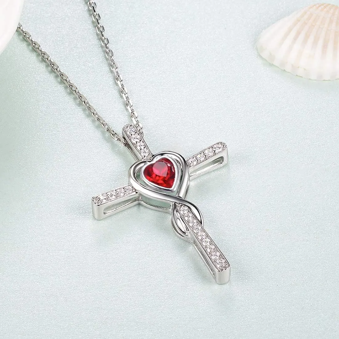 Dorella Love Infinity Necklace for Women Mothers Day Birthday Gifts Wife Mom May June July Birthstones Emerald Ruby Pearl Jewelry 925 Sterling Silver