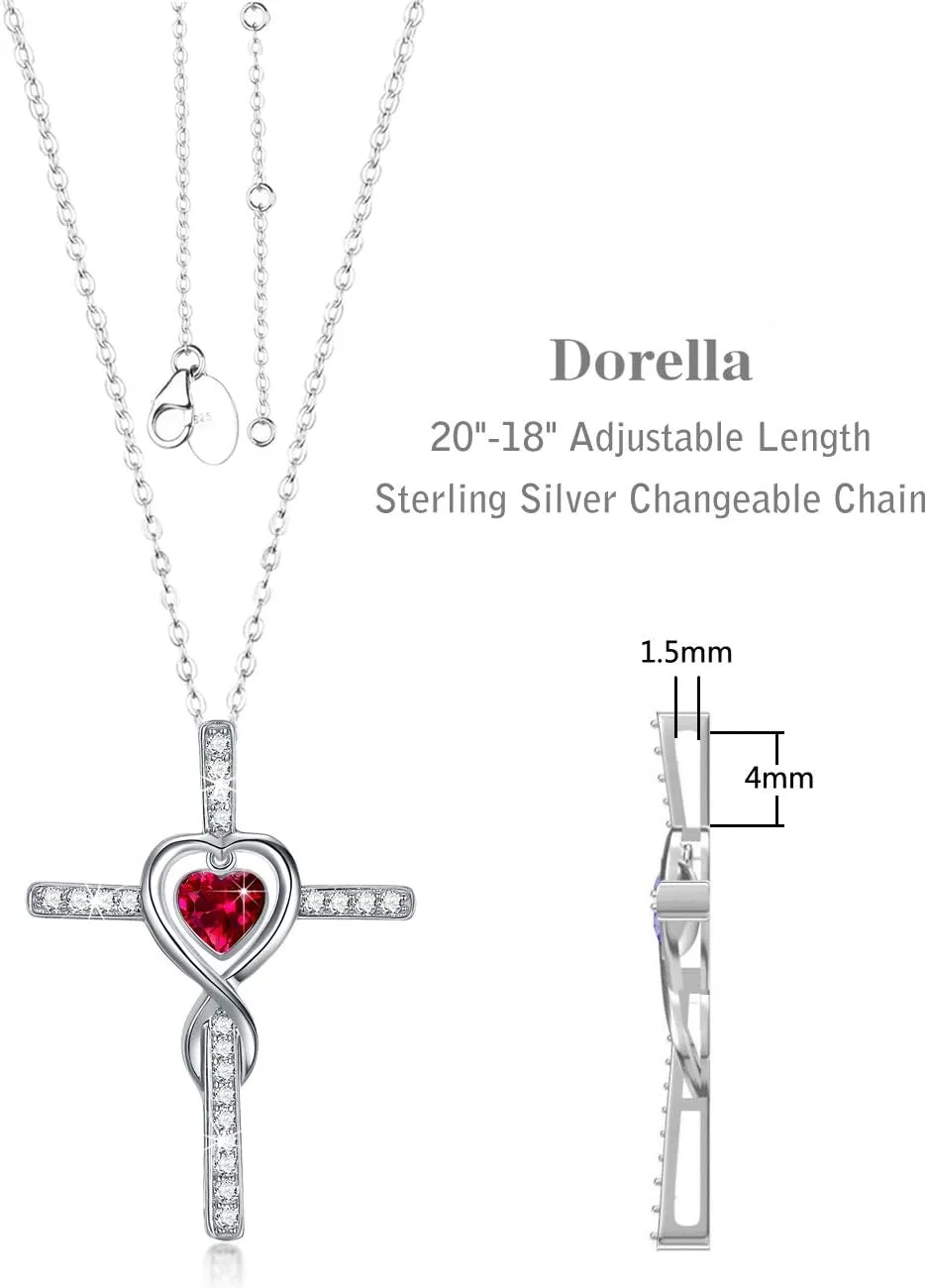 Dorella Love Infinity Necklace for Women Mothers Day Birthday Gifts Wife Mom May June July Birthstones Emerald Ruby Pearl Jewelry 925 Sterling Silver