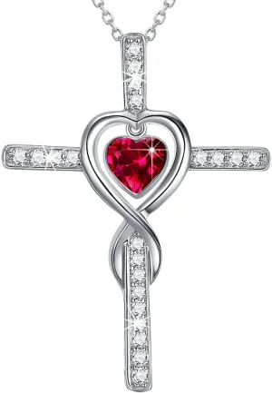 Dorella Love Infinity Necklace for Women Mothers Day Birthday Gifts Wife Mom May June July Birthstones Emerald Ruby Pearl Jewelry 925 Sterling Silver
