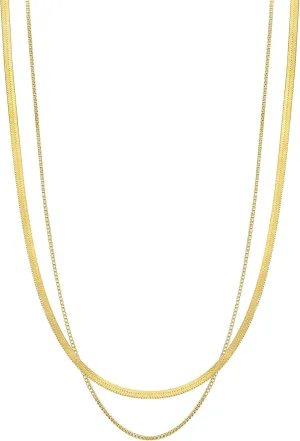 DOUX Pendant Layering Necklace for Women Green/Gold/Moon Star/Coin/CZ Pendant- Premium Brass Material, Thickened 18k Gold Filled, Snake Chain Lobster Clasp