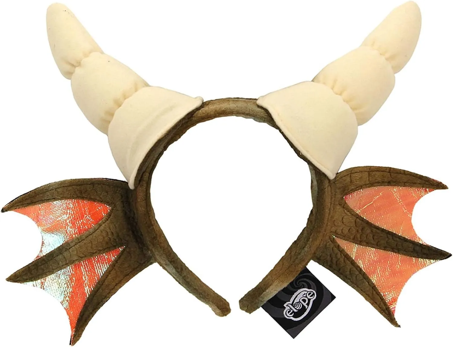 Dragon Horns Costume Headband - Sculpted & Filled Horns & Iridescent Wings Sewn To Sides, Accessory