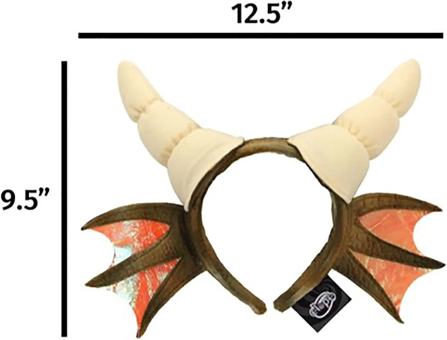 Dragon Horns Costume Headband - Sculpted & Filled Horns & Iridescent Wings Sewn To Sides, Accessory