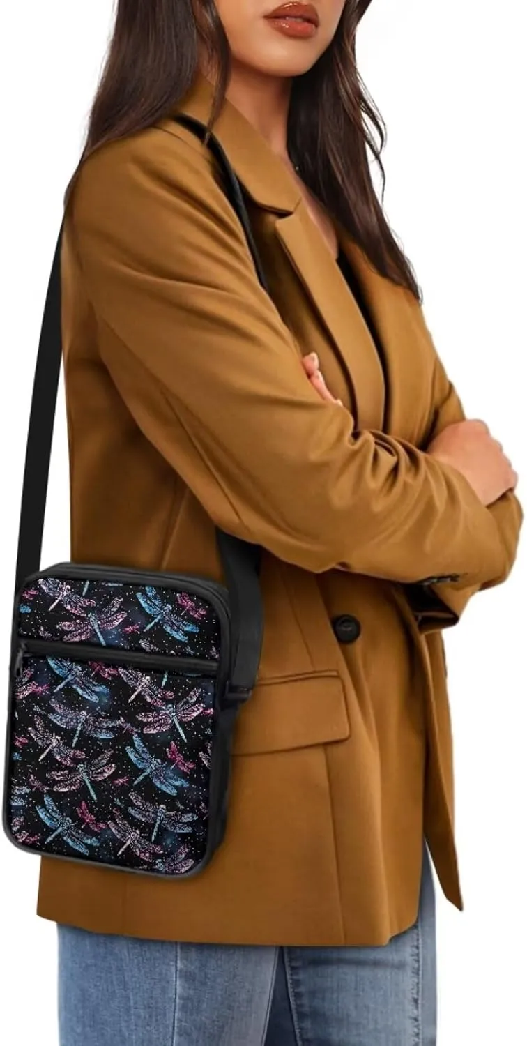 Dragonfly Print Shoulder Bags for Women, Cross-Body Bag Phone Case Small Sling Bag with Pockets