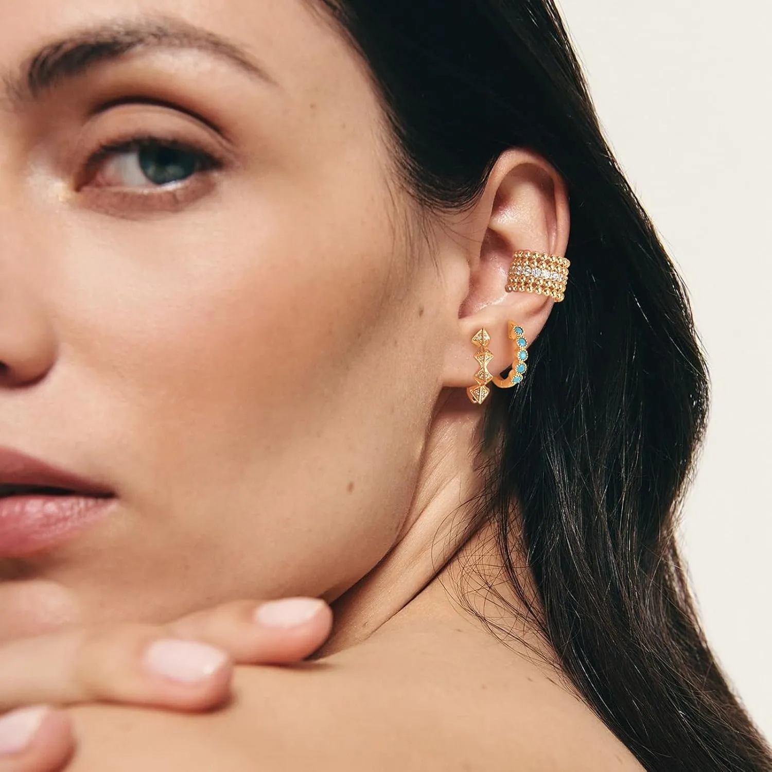 Ear Cuff Earrings for Women Non Piercing Clip On Chunky Earrings Cartilage Wrap Ear Cuffs 14k Gold Plated Cubic Zirconia Hypoallergenic Jewelry Gifts, Single