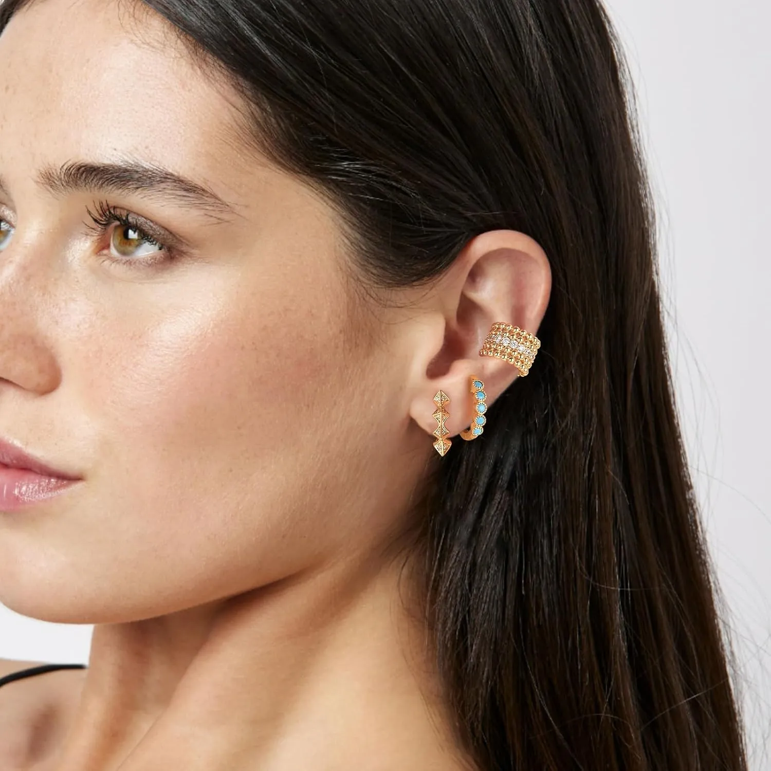 Ear Cuff Earrings for Women Non Piercing Clip On Chunky Earrings Cartilage Wrap Ear Cuffs 14k Gold Plated Cubic Zirconia Hypoallergenic Jewelry Gifts, Single