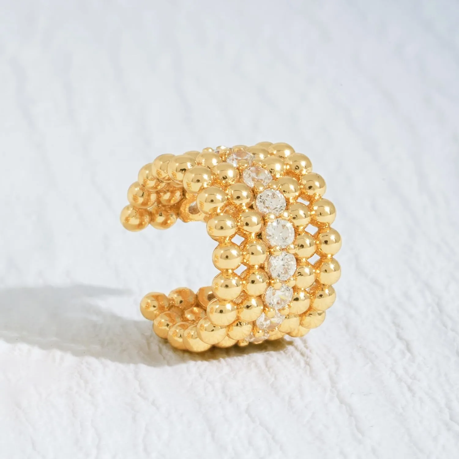 Ear Cuff Earrings for Women Non Piercing Clip On Chunky Earrings Cartilage Wrap Ear Cuffs 14k Gold Plated Cubic Zirconia Hypoallergenic Jewelry Gifts, Single