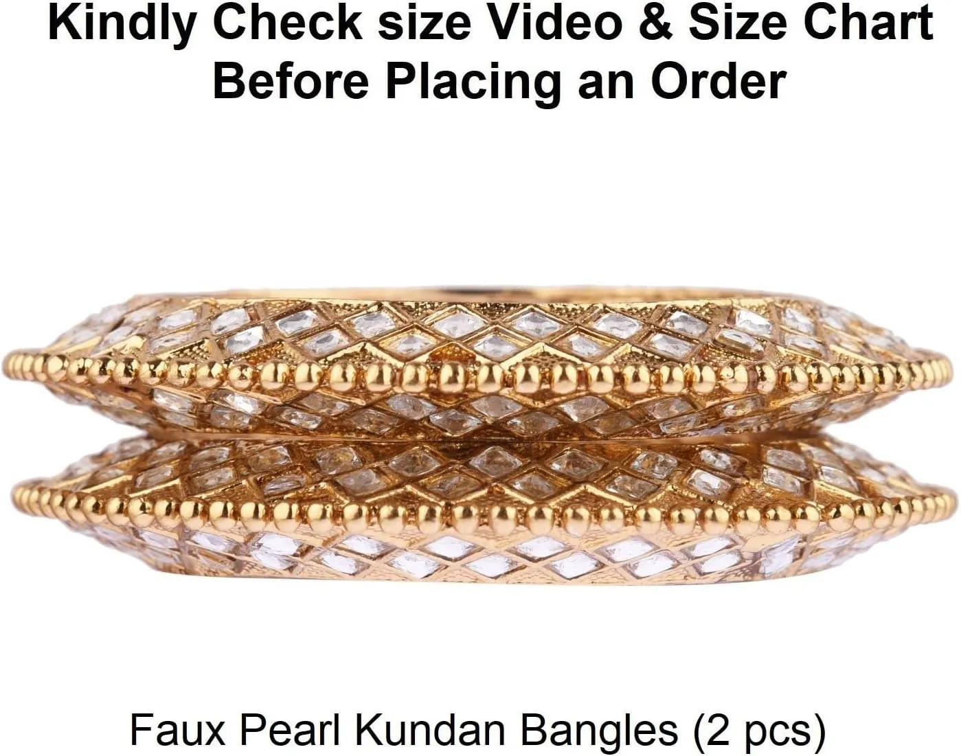 Efulgenz Indian Bangle Set Bollywood Traditional Gold Tone Kundan Wedding Bracelet Bangle Jewelry for Women (2 Pcs)