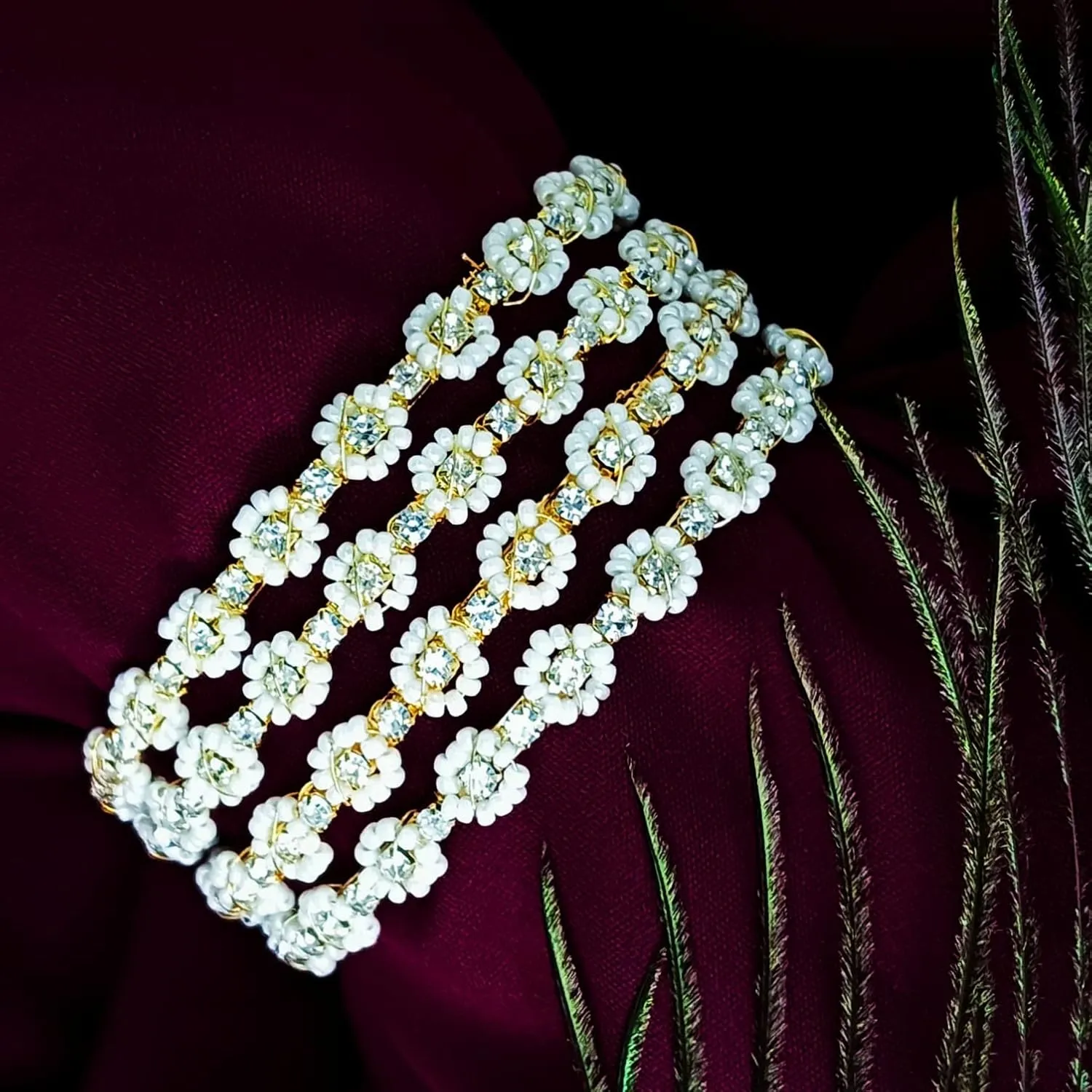Efulgenz Indian Bangles for Women Indian Style Bollywood Traditional Faux Pearl Stone Wedding Bracelet Bangle Set Jewelry