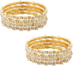 Efulgenz Indian Bangles for Women Indian Style Bollywood Traditional Faux Pearl Stone Wedding Bracelet Bangle Set Jewelry