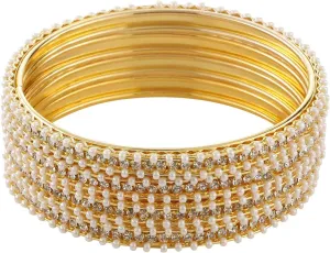 Efulgenz Indian Bangles for Women Indian Style Bollywood Traditional Faux Pearl Stone Wedding Bracelet Bangle Set Jewelry
