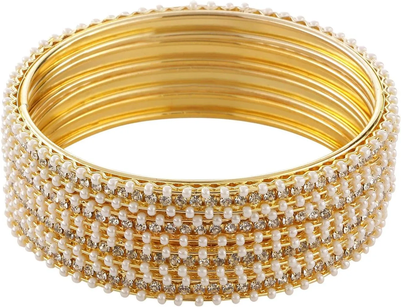 Efulgenz Indian Bangles for Women Indian Style Bollywood Traditional Faux Pearl Stone Wedding Bracelet Bangle Set Jewelry