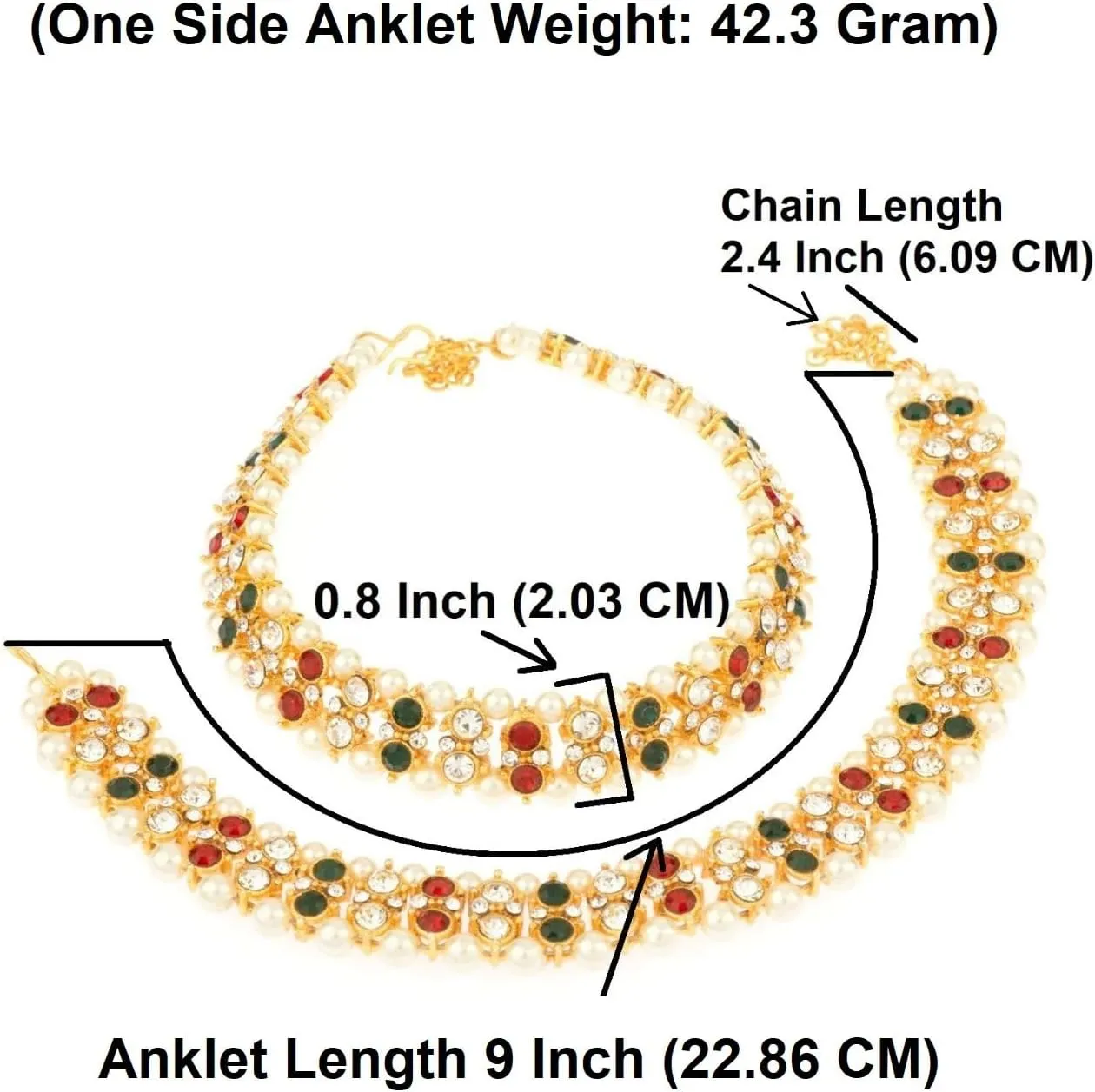 Efulgenz Indian Bridal Anklet Bollywood Crystal Faux Pearl Wedding Bridal Jhanjara Anklet Pair Bells Bracelet Payal Foot Jewelry for Women